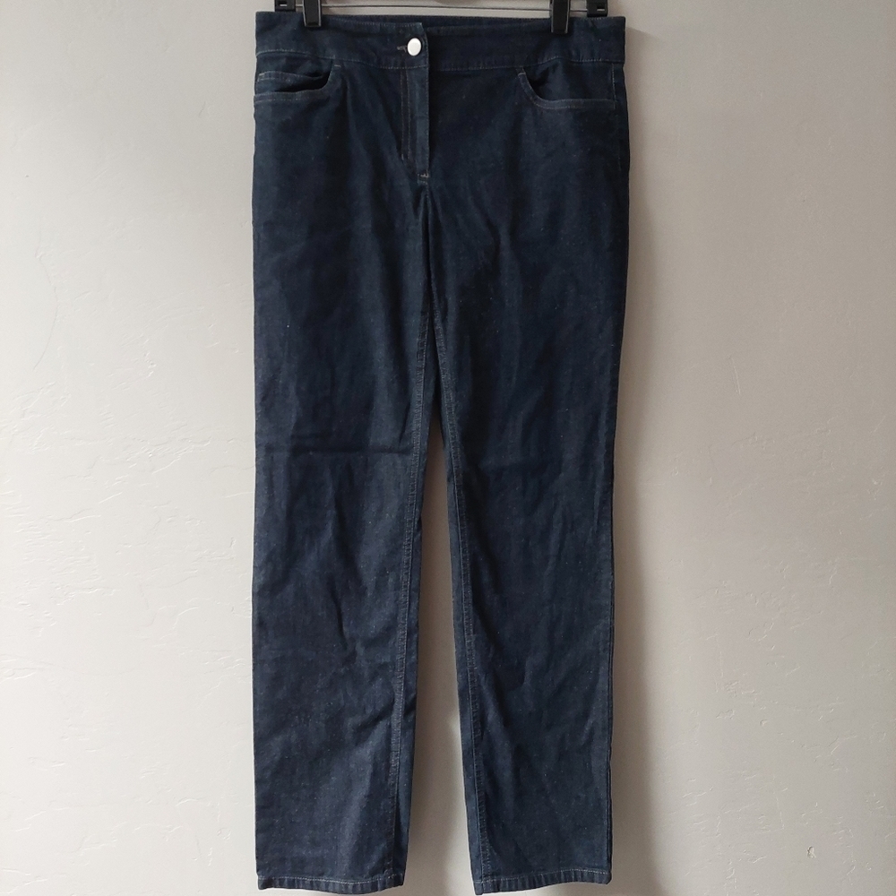 Eileen Fisher Blue Chambray Front Zip Pants Women‎ Size Small  Petite